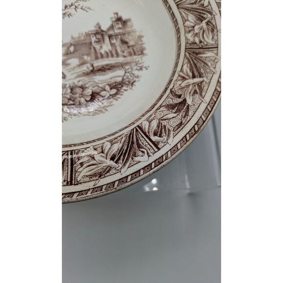 W.H. Grindley Daffodil Brown White Transferware Ironstone Bowl Ca. 1880s Vintage - Picture 15 of 16